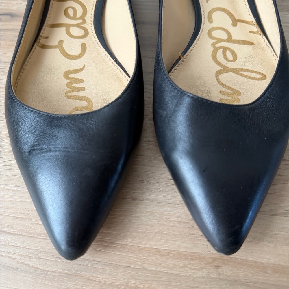 Sam Edelman Black Leather Pointed Toe Flats Size 7 Classic Chic - Picture 2 of 7